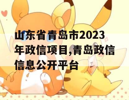山东省青岛市2023年政信项目,青岛政信信息公开平台